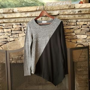 Calvin Klein Asymmetrical Colorblock Grey Black Pullover Sweater